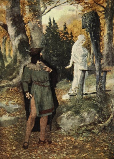 Opiekował się nią Wolfram, z „Opowieści oper Wagnera” J. Walkera McSpaddena (1874-1960), 1905 autorstwa Ferdinand Leeke